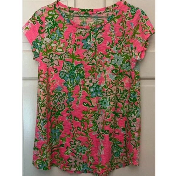 Lilly Pulitzer XL Betsey Boat Neck Southern Charm Flamingo Pink Top - Picture 1 of 3